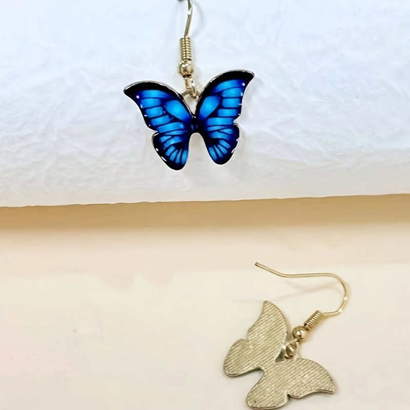 Vintage Butterfly Drop Earrings Alloy Iron Posts Women's